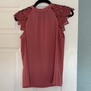 Express Lace Sleeve Blouse - Soft Pink